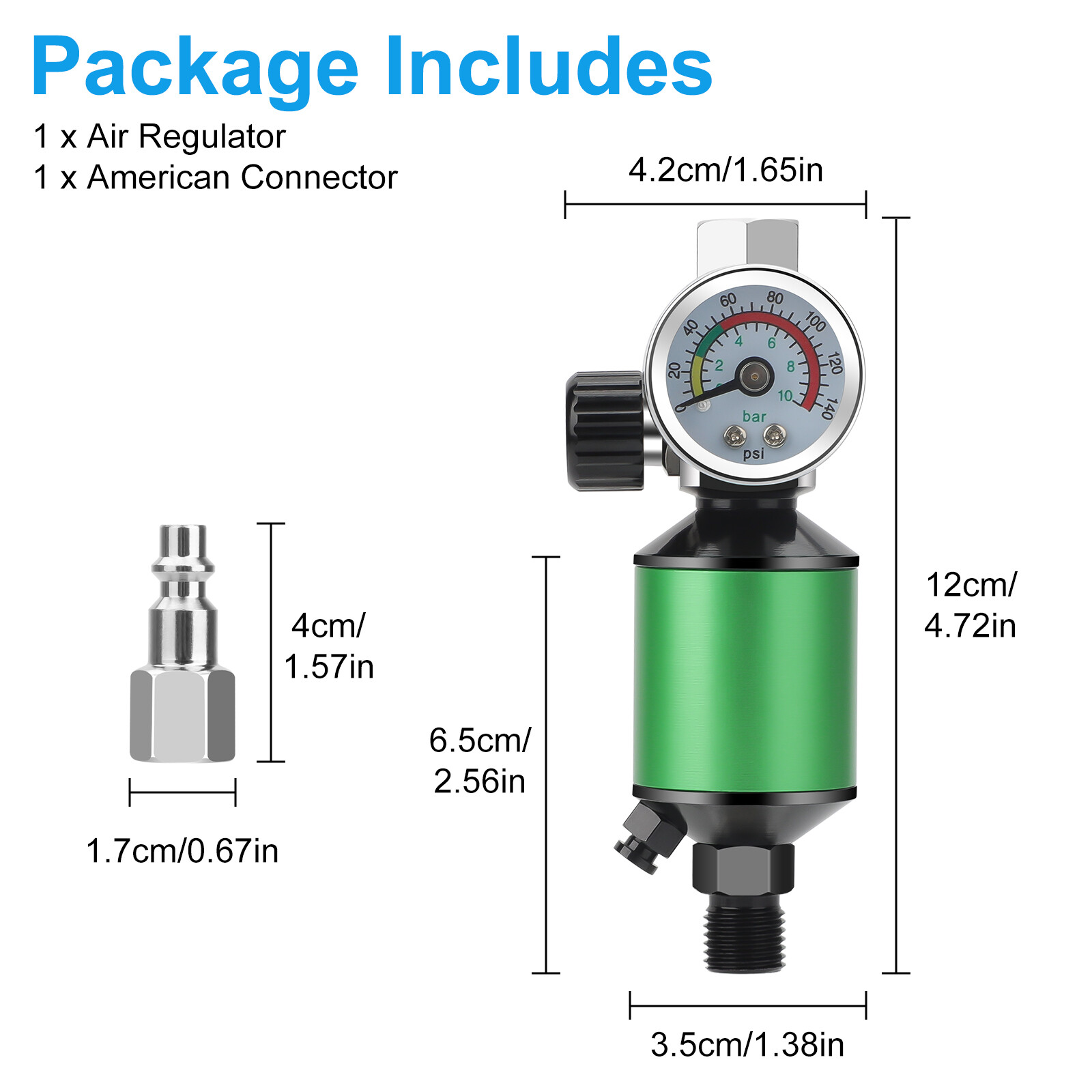 150PSI Pressure Gauge Oil-Water Separator 1/4" NPT Air Filter Regulator