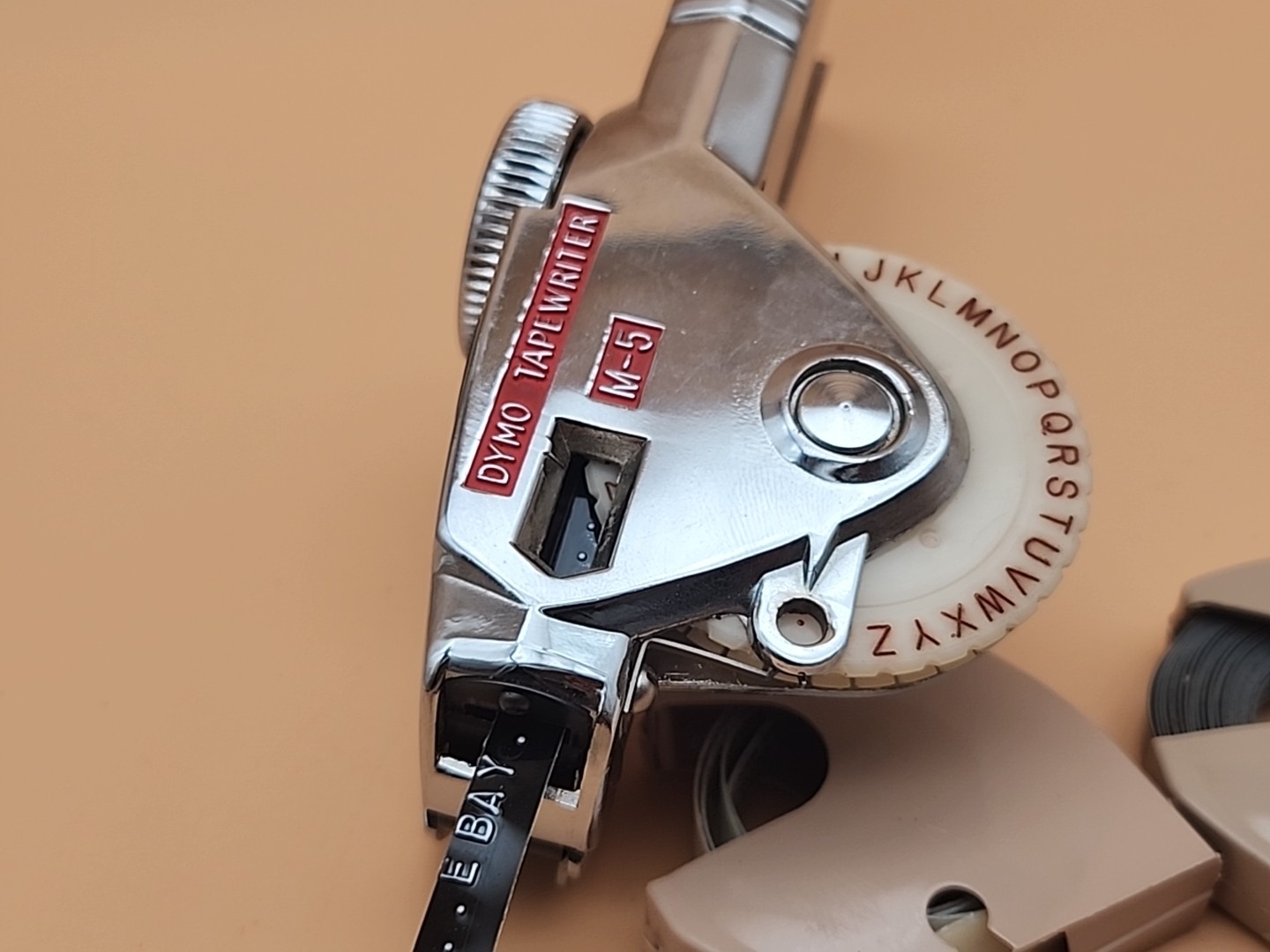 Vintage Dymo M-5 Tapewriter Manual Embossing Label Maker with 3 roll holders