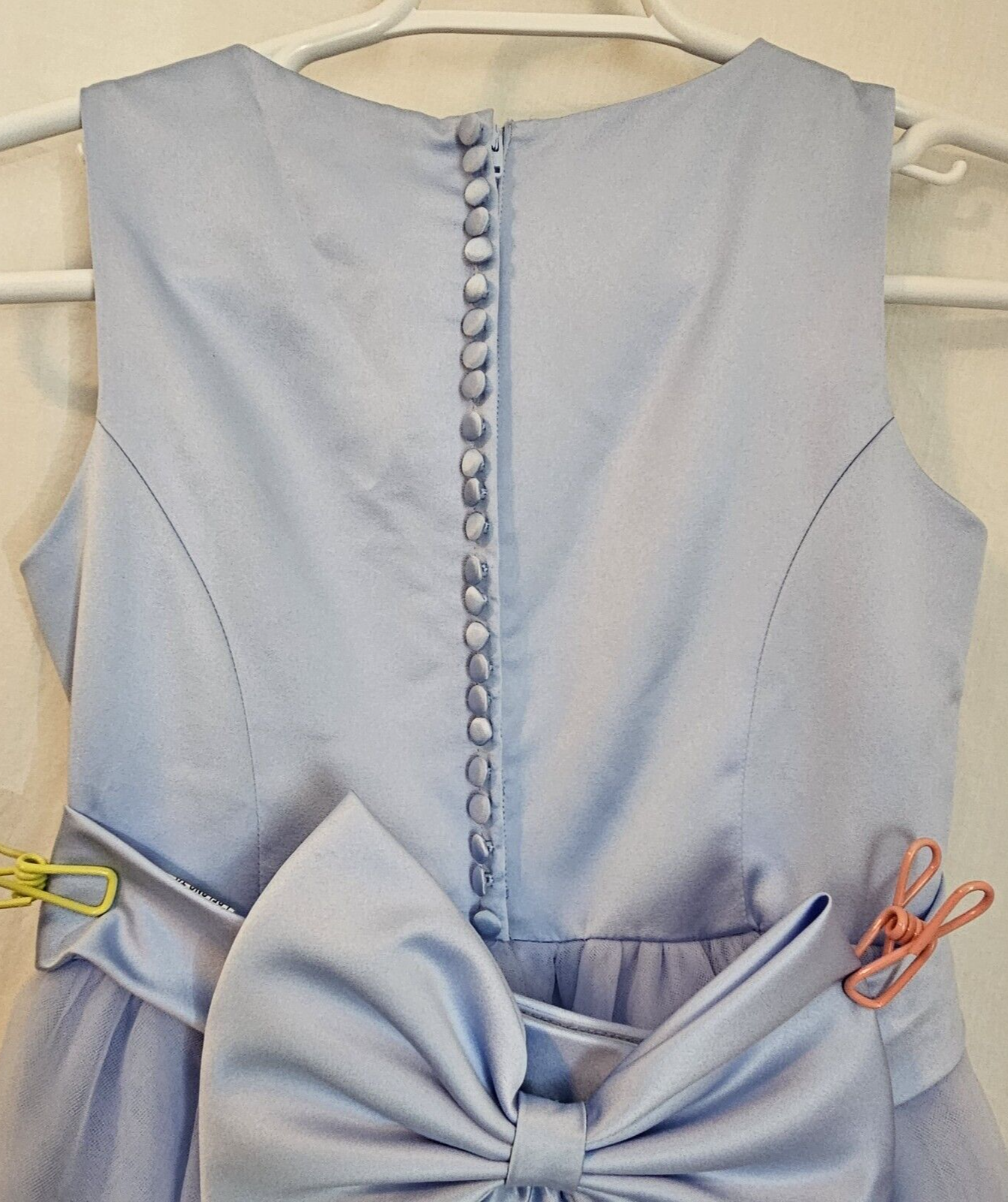 David’s Bridal Flower Girl Formal Dress Light Blue with Bow Youth Size 10 NEW