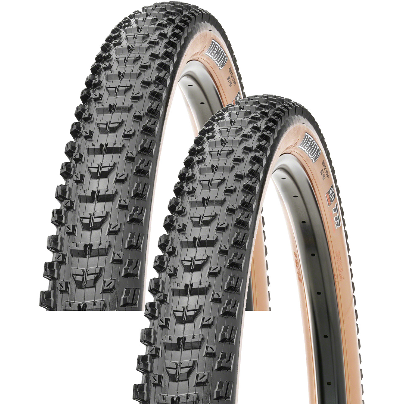 Pack of 2 Maxxis Rekon Tire 29 x 2.4 Tubeless Black/Dark Tan Dual EXO