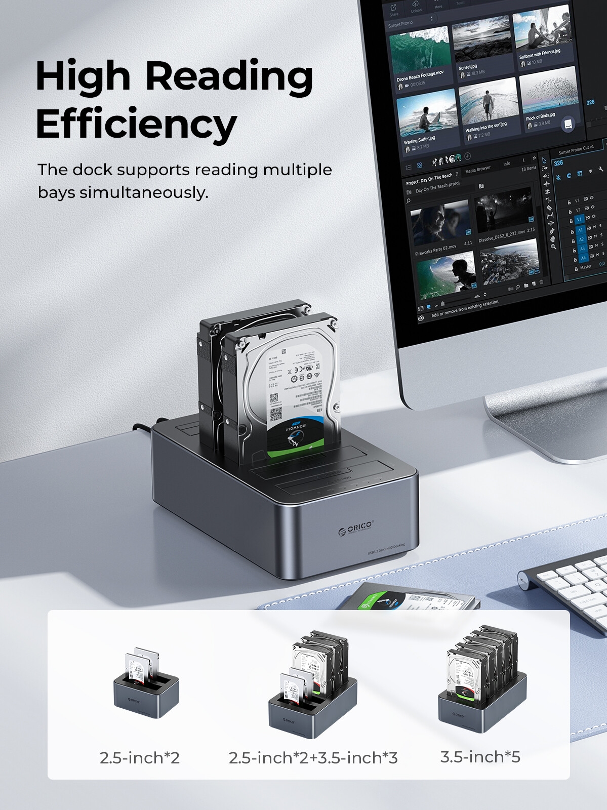 ORICO 5Bay Hard Drive with Cloner Hard Drive Docking Station 2.5''/3.5'' SSD HDD