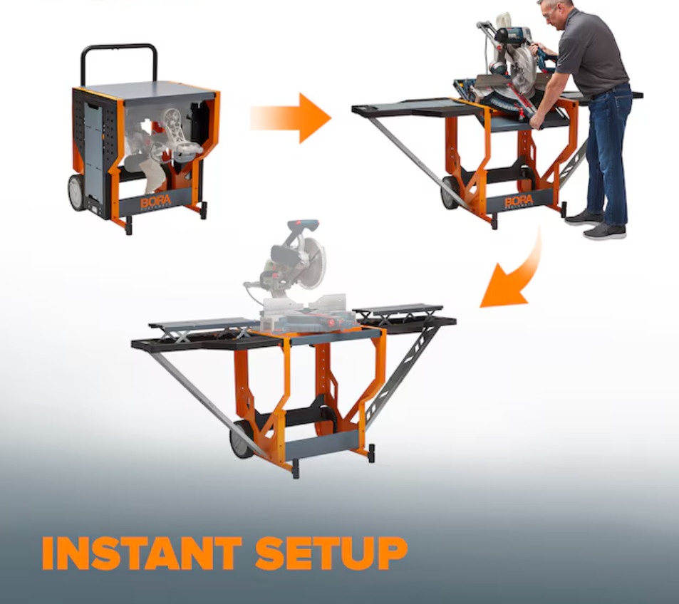 Bora Portacube STR Miter Saw Stand Steel Rolling Adjustable Free Shipping