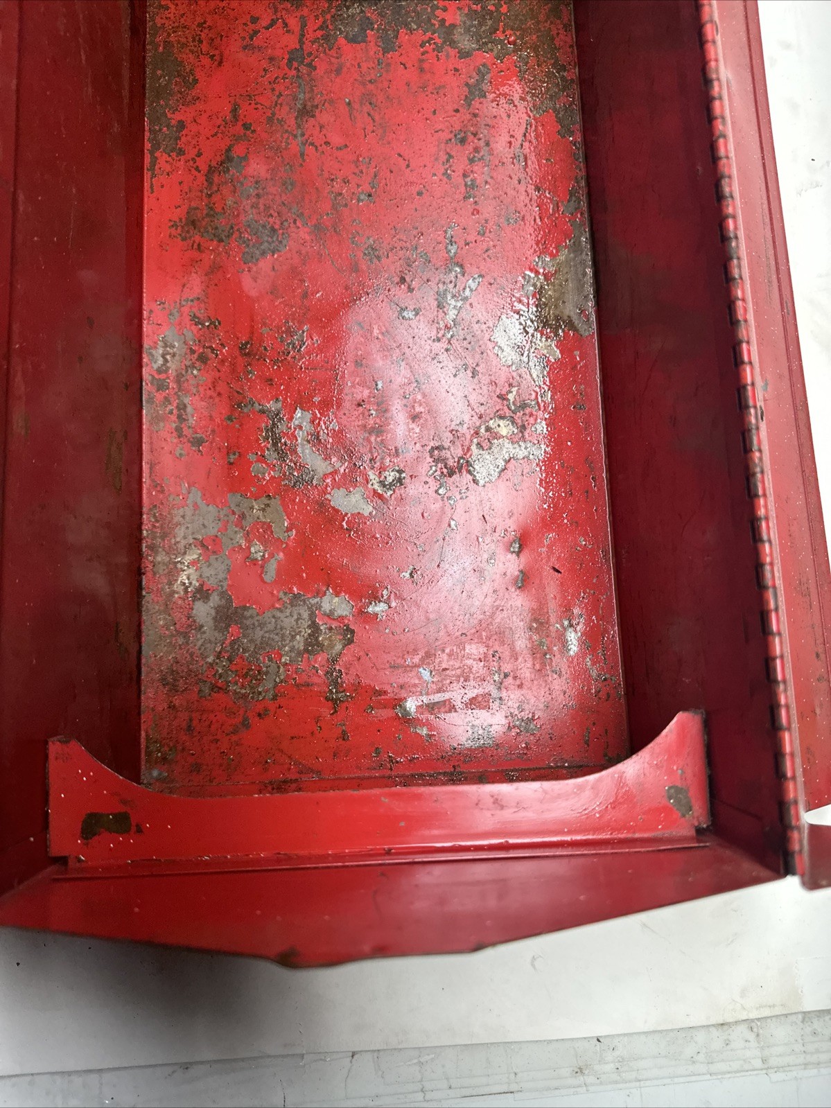 Vintage Metal Tool Box Red with White Road Runner Decal