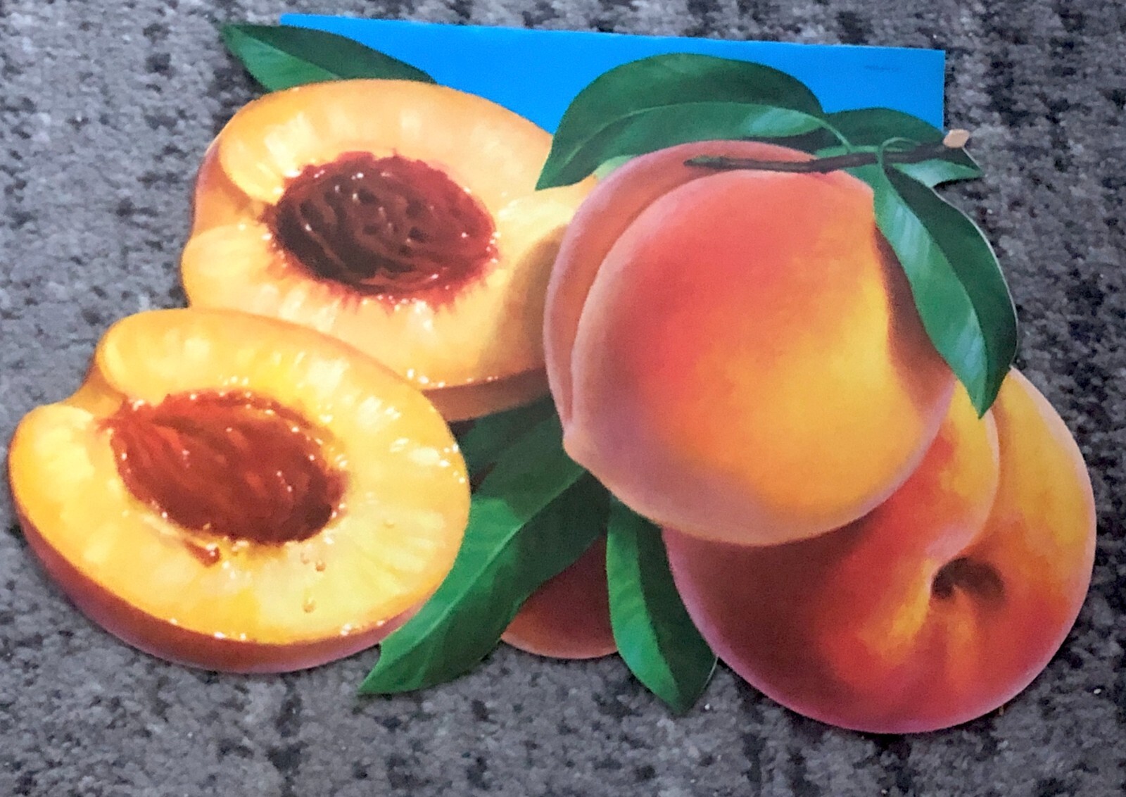 Vintage 1950s Peach Fruit Sign | Original Paper Grocery Store Poster NOS Old
