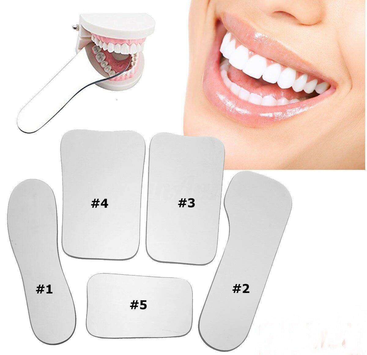 Dental Glass Mouth Mirror Orthodontic Photo Mirrors Intraoral Reflector Set #1-5