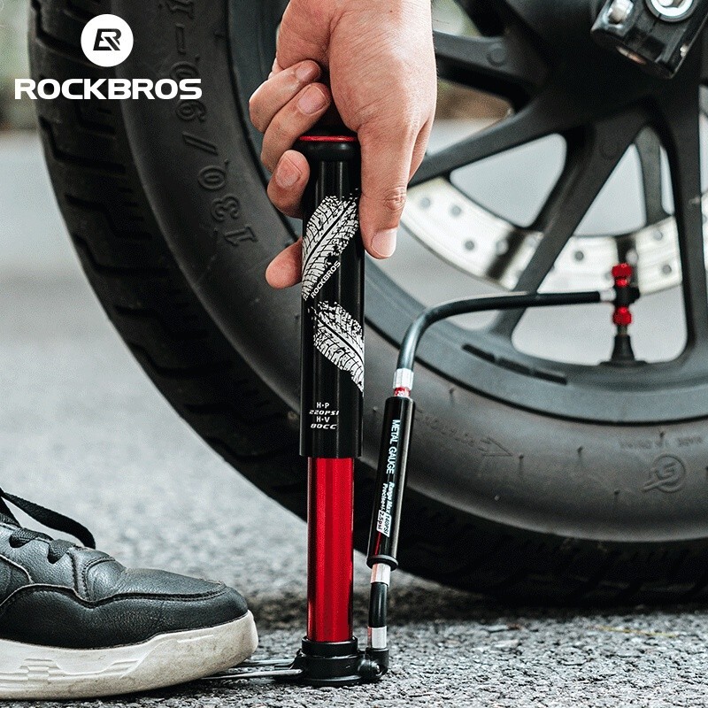 ROCKBROS Aluminum Alloy Mountain Bike Road Bike Pump 220PSI Portable Air Pump