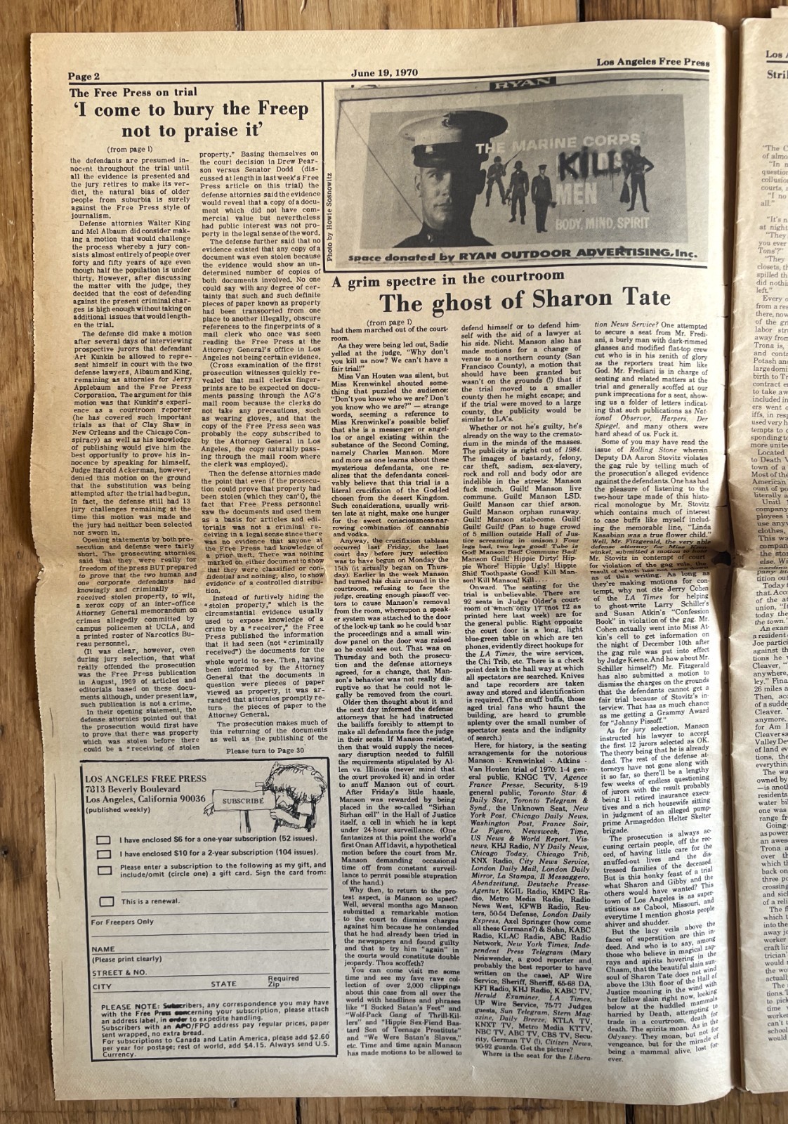 June 19-25, 1970 Los Angeles Free Press MANSON IN WONDERLAND underground paper