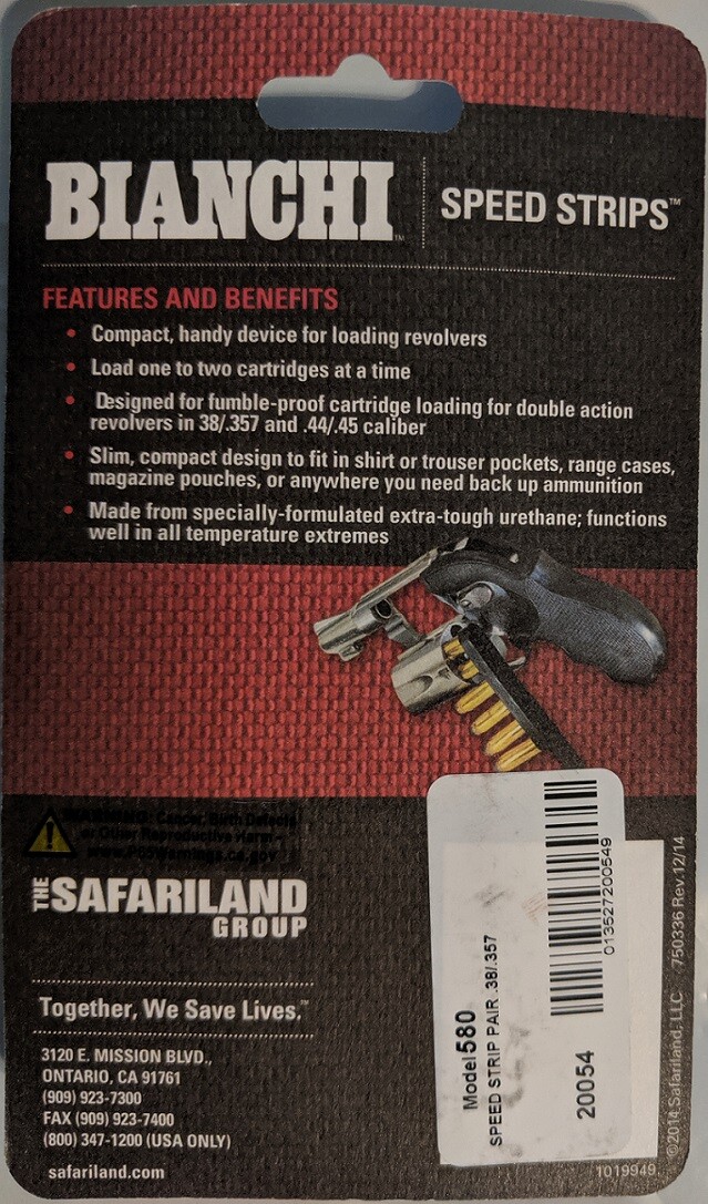 Bianchi Speed Strips Loader .38 / .357 - Set of 2 each holds 6 Rounds MFG# 20054