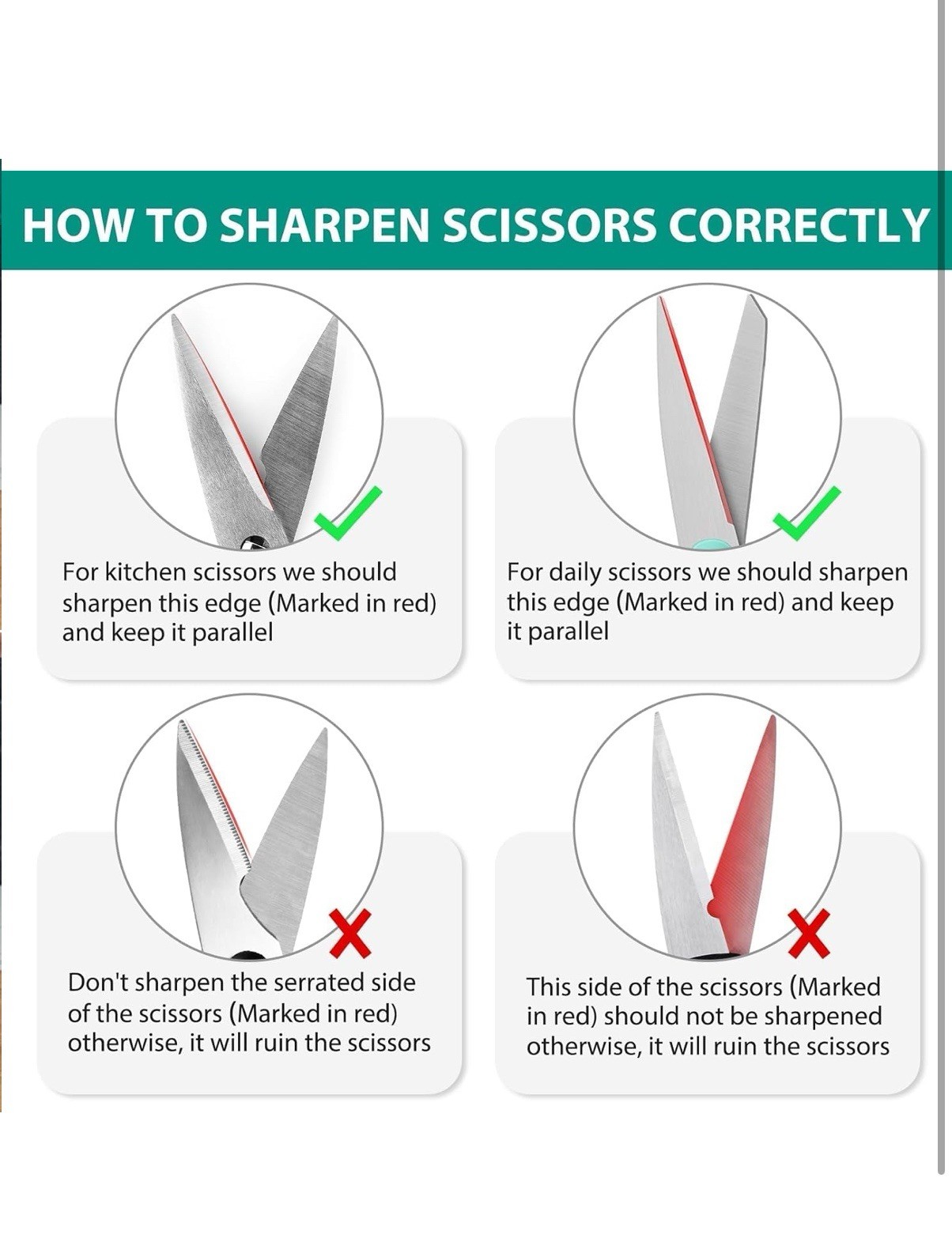 Longzon 4-in-1 Knife Sharpener [4 Stage] with a Pair of Cut-