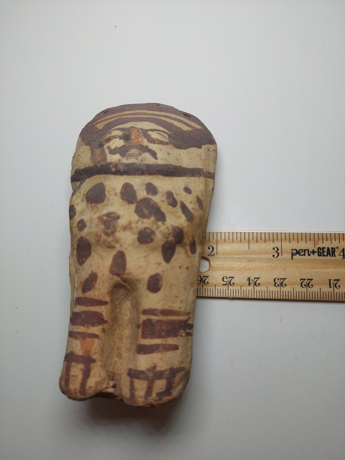 Pre-Columbian Chancay Peruvian Slip Painted Pottery Cuchimilco Figure 1200-1450
