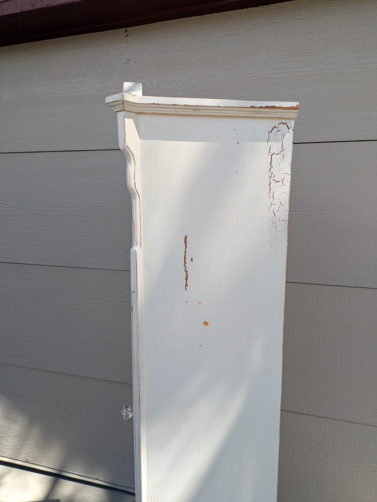 Vintage Shabby Chic French Country Cottage White Curio Display Cabinet Iron Legs