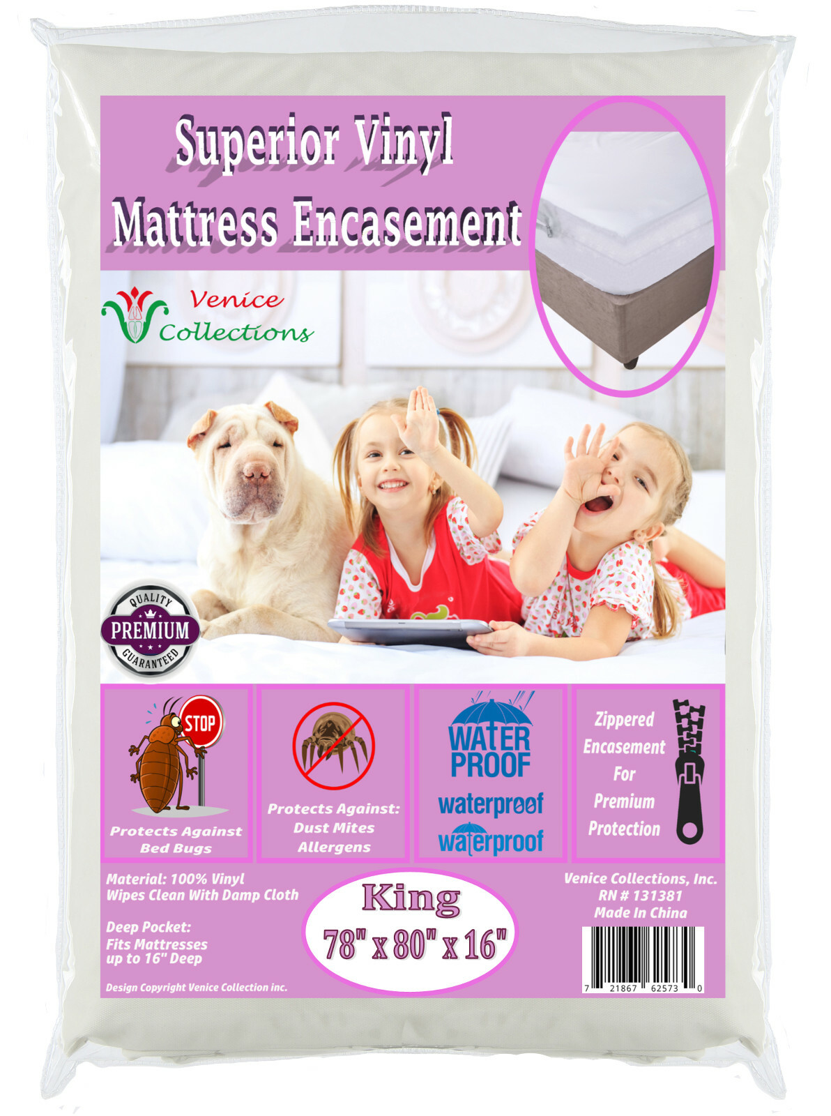 Royal Silk™ Heavy Vinyl Zippered Mattress Cover 100% Waterproof & Bed-Bug Proof