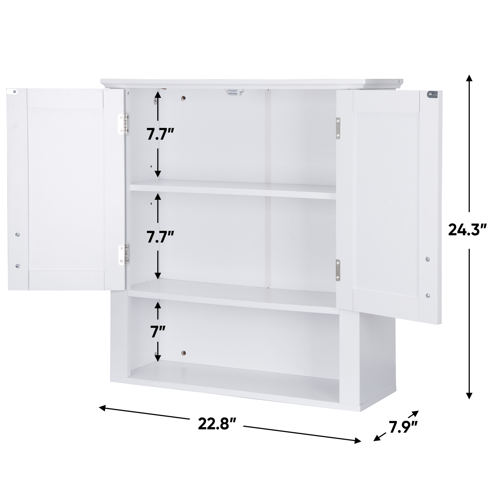 Bathroom Wall Cabinet Mounted Over Toilet Storage Space-Saving Organizing White