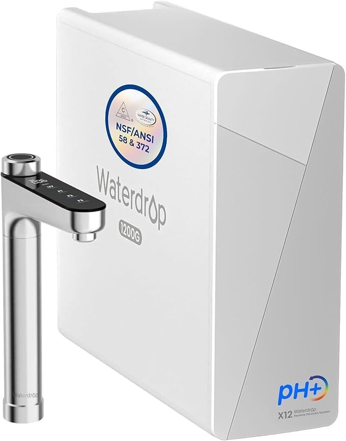 Waterdrop X12 Alkaline Mineral pH+ Reverse Osmosis System,1200 GPD Fast Flow RO
