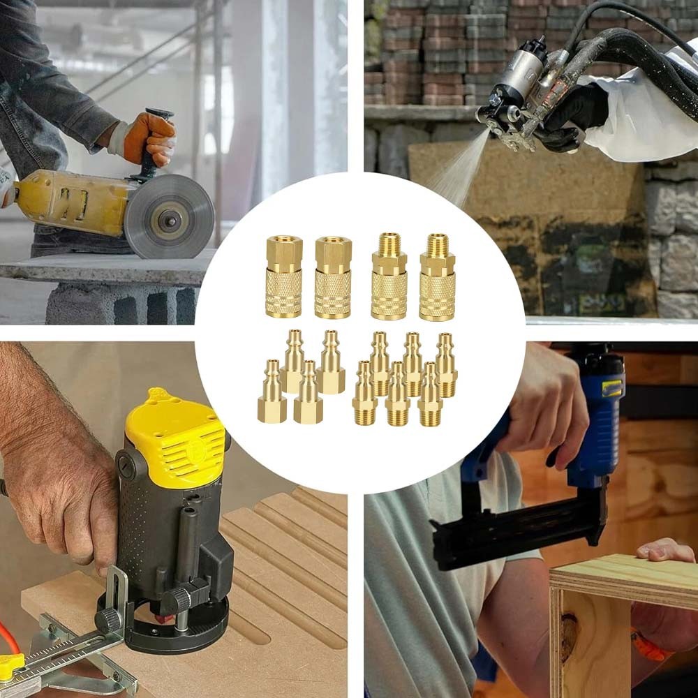 14pcs Air Hose Fittings, 1/4" NPT Quick Connect Air Coupler and Plug Kit I/M