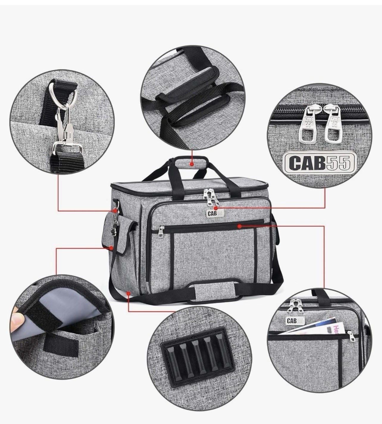 CAB55 Rolling Sewing Machine Case with Detachable Lightweight Aluminum Trolley