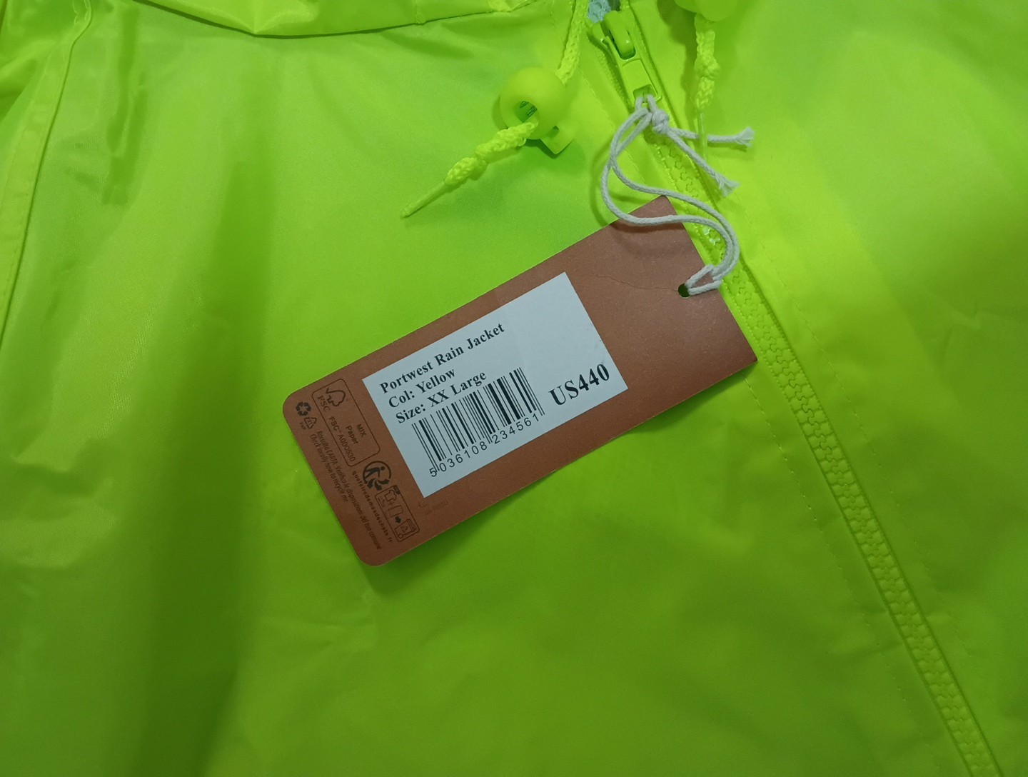Portwest Rain Jacket Hi Visibility Yellow XXL Us440