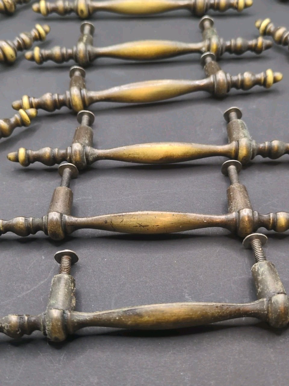 Lot of 16 Amerock MCM Brass Drawer Pull Handles RD 1968 CAN 5.5" With Screws