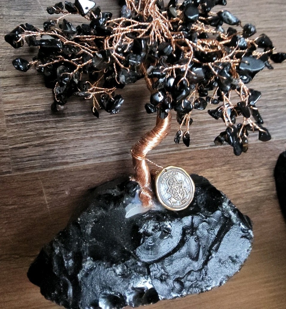 Lot of 2- Karma & Luck Black Onyx Feng Shui Tree Grounded Awareness HDPJ556