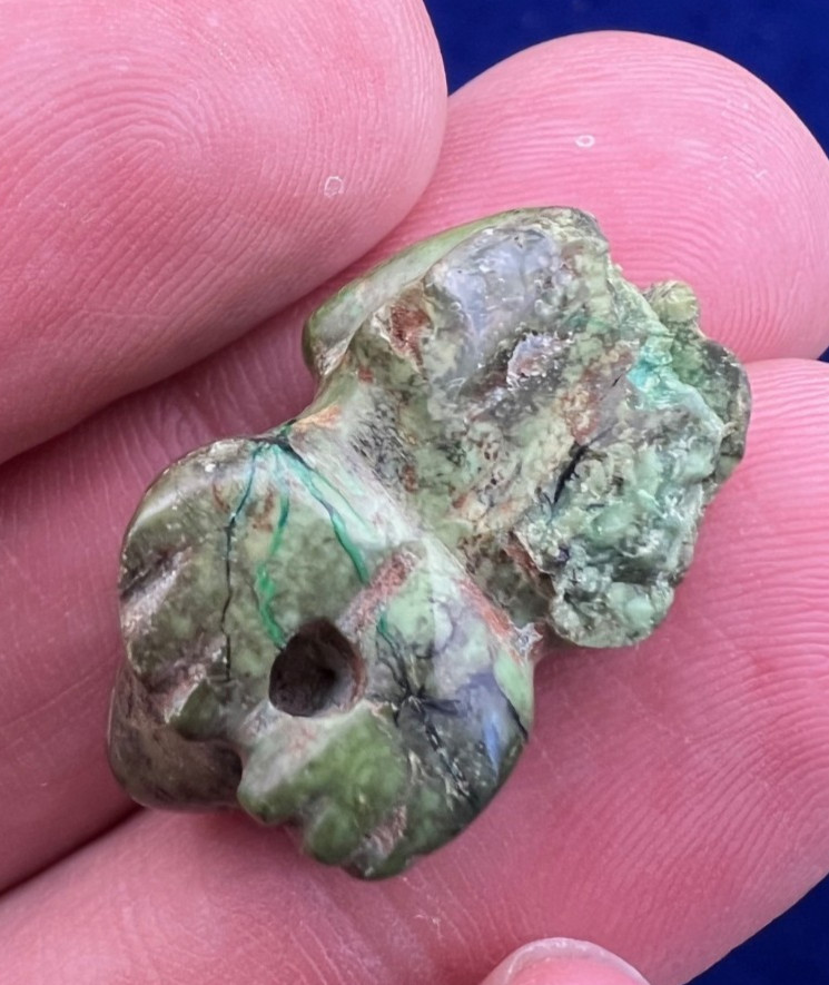 Pre Columbian Mayan Green Jade Frog Figure Effigy Jade Bead Pendant Antique