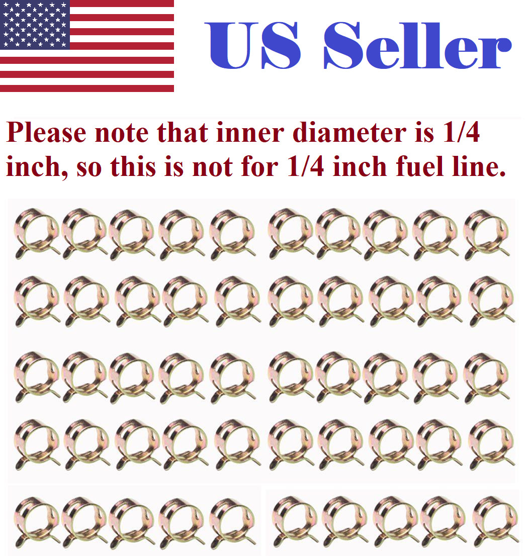 50pcs 1/4" 6mm (ID) Spring clip Fuel Oil Line Silicone Vacuum Hose Clamp
