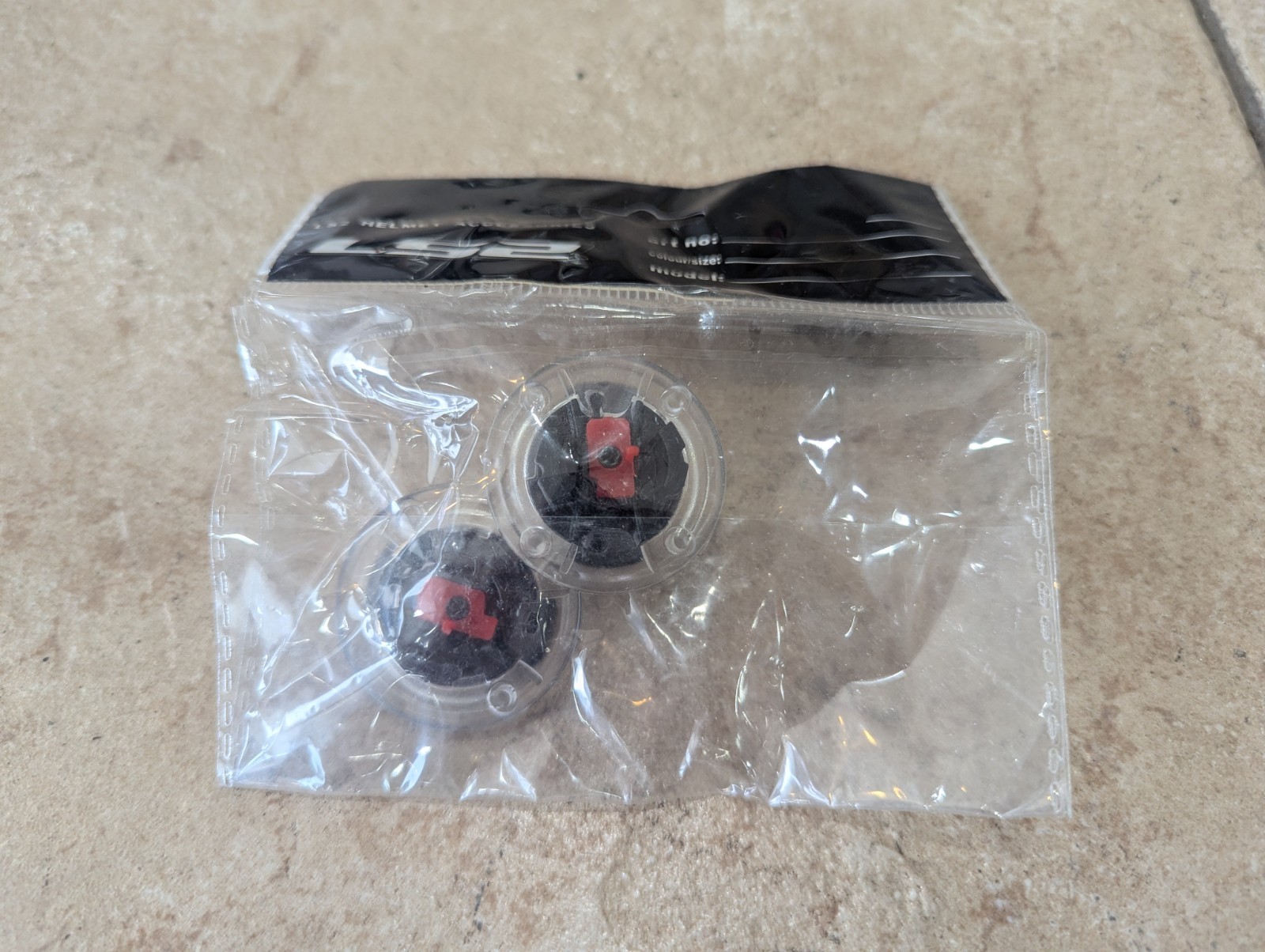 LS2 Helmet Quick Change Knob Set With Lock Tab Red Clear Ear Cover NOS Helmets