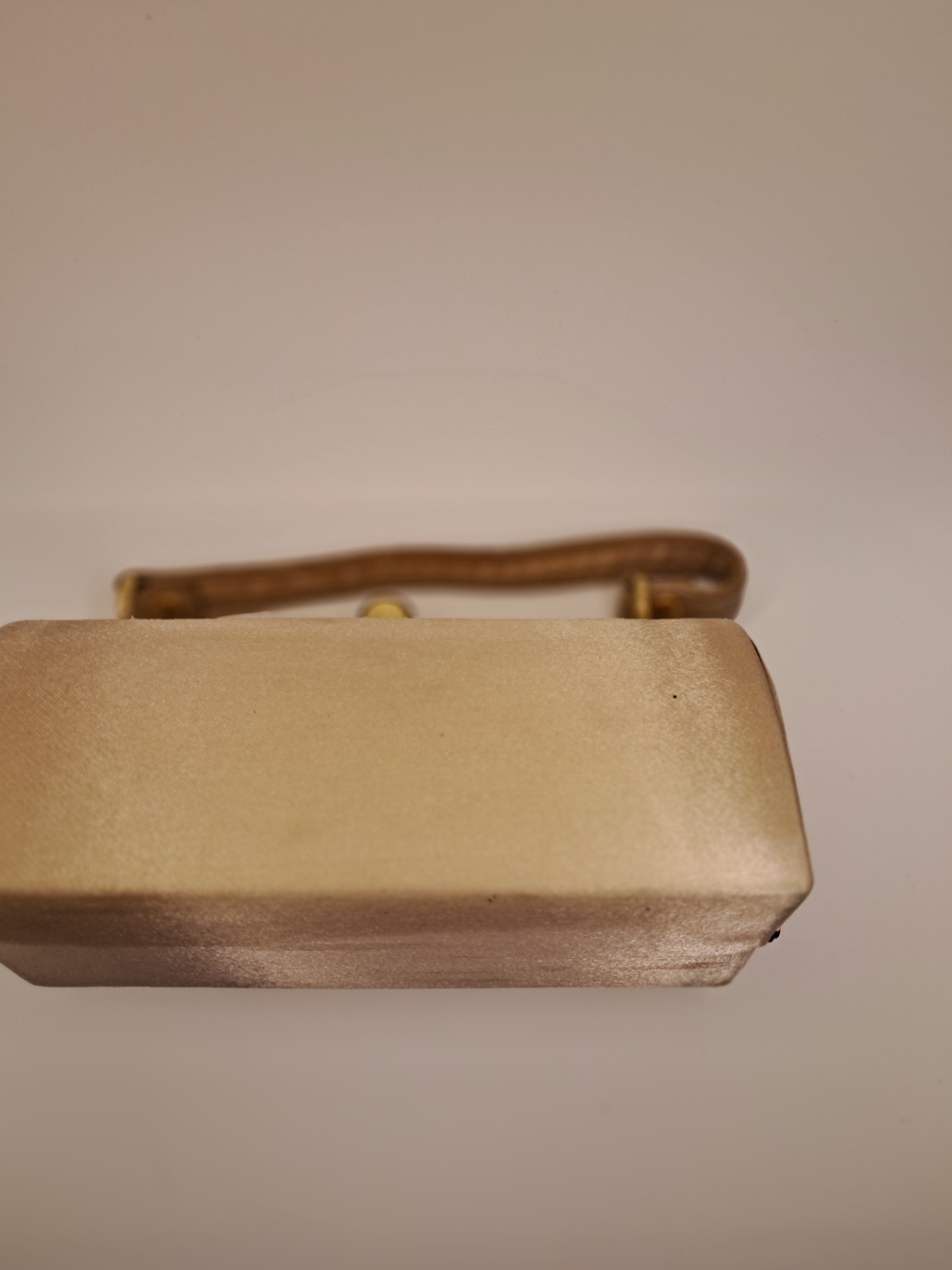 Vintage Satin Evening Clutch Bag Champagne Gold Frame Bridal Jessica McClintock