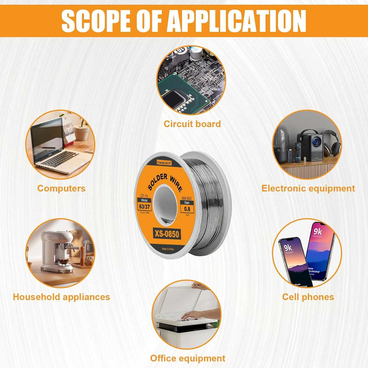 63/37 Solder Wire High Purity No-Wash Tin-Lead Rosin Cored Wire with 1.8% Flux