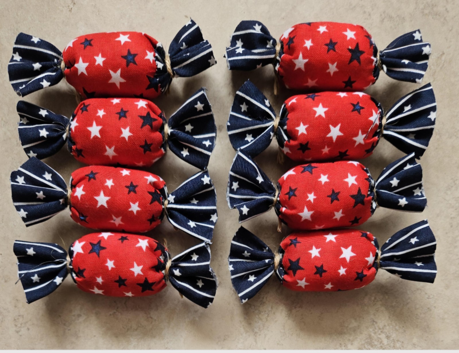 Bowl Filler Americana Patriotic Ornie Fabric 8 Pcs Candy Tier Tray Fabric Decor