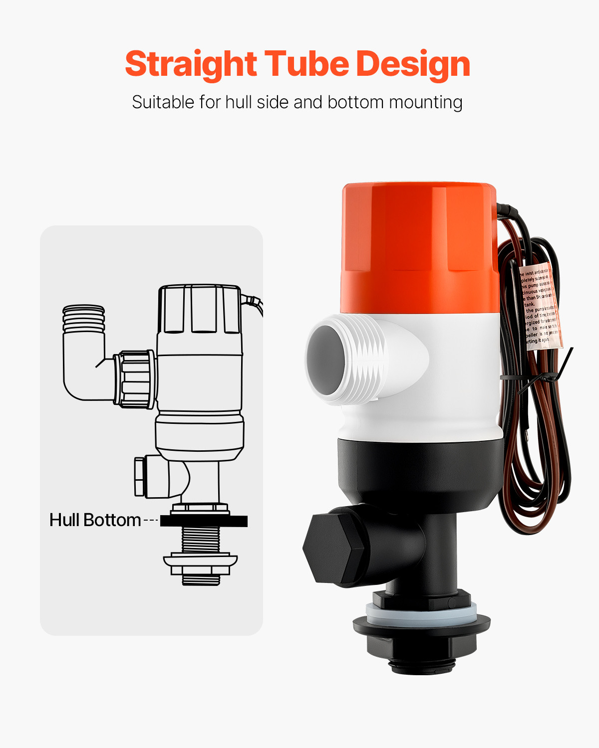 Livewell Pump for Boat 12V 500 GPH Livewell Aerator Pump Straight 2 Inlets