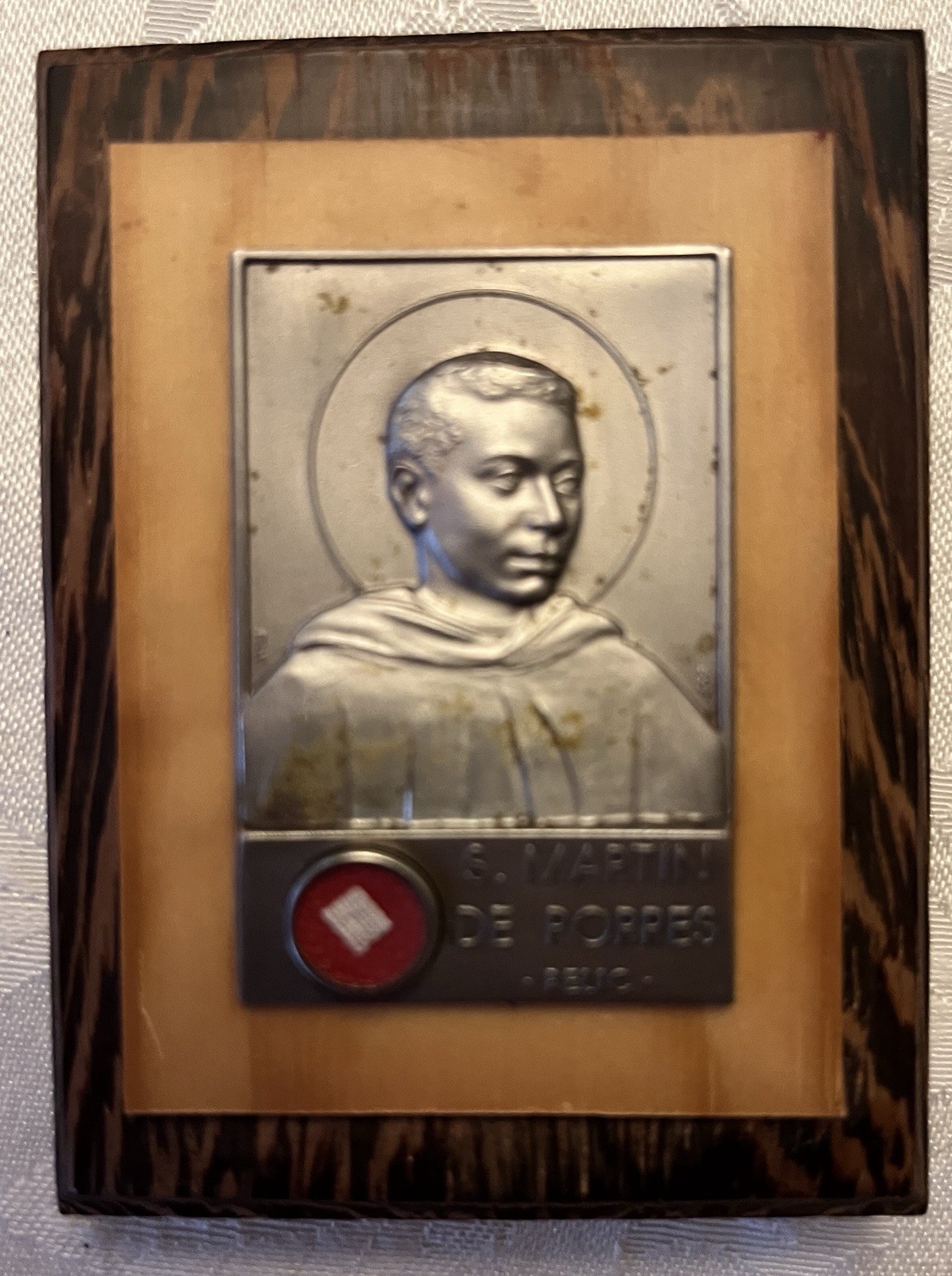 Saint Martin De Porres Italy Relic Plaque Cloth Touch Hang or Stand