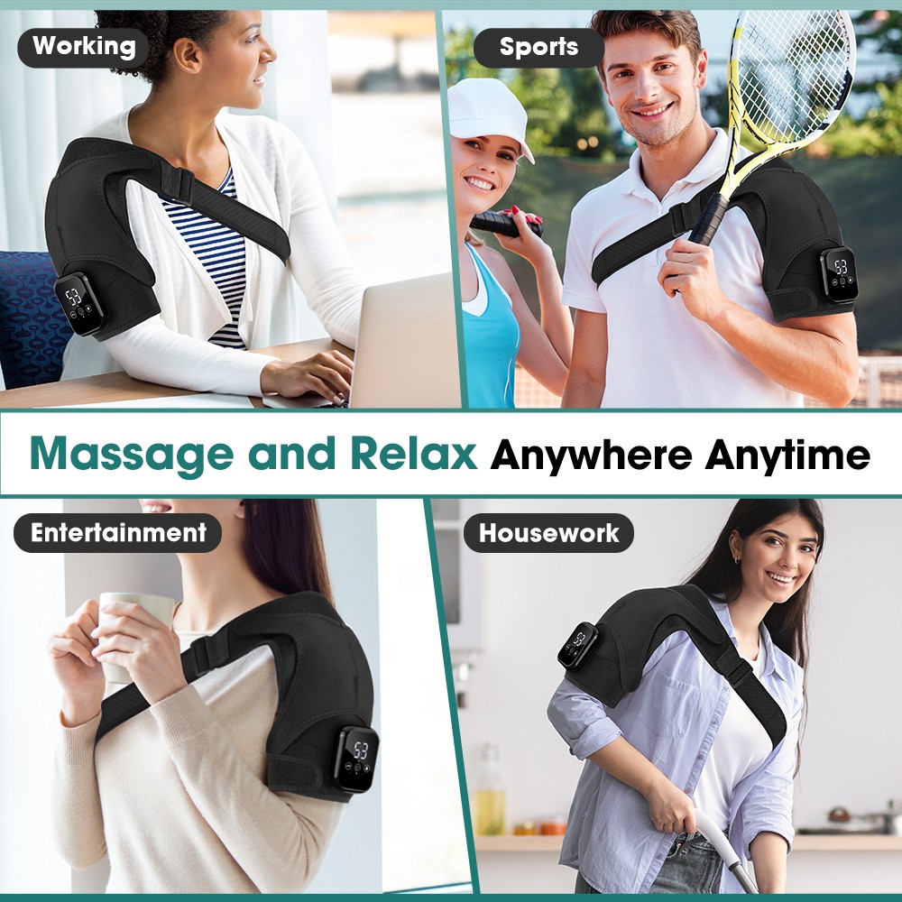 Electric Heated Shoulder Massager Brace with Vibration Therapy Joint Pain Relief