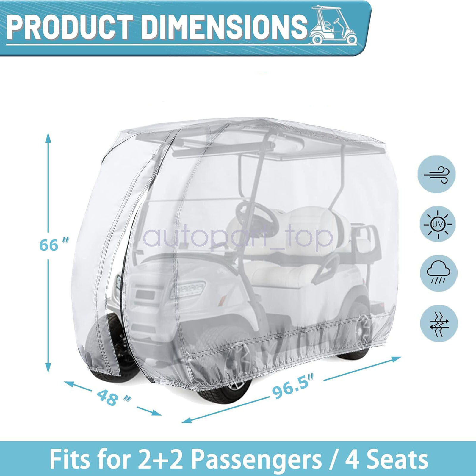 UV Prevent Dustproof Waterproof cloth Golf Cart Cover For EZGo Club Car Yamaha