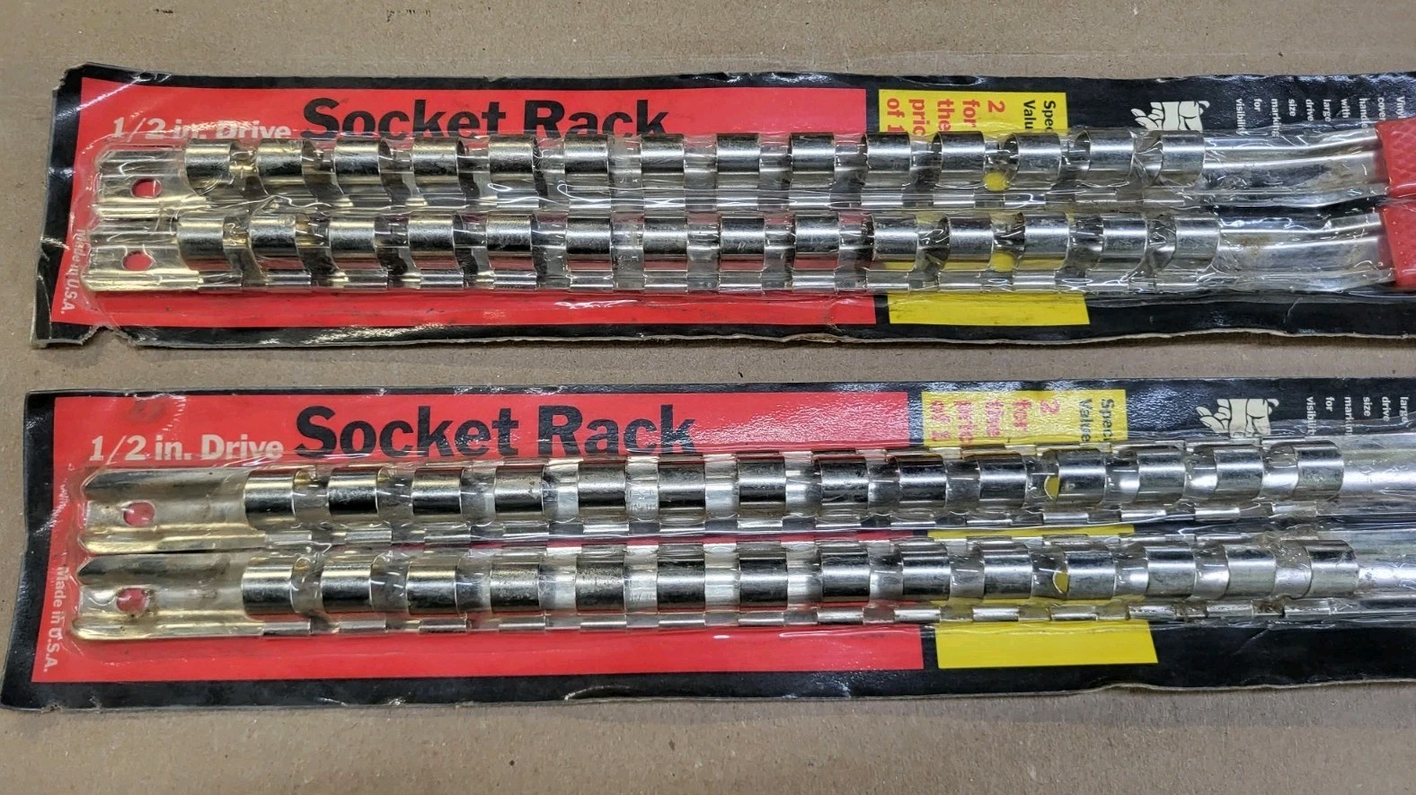 4 Vintage Sears Craftsman 41325 1/2" Drive Metal Socket Rack Rails USA New NOS