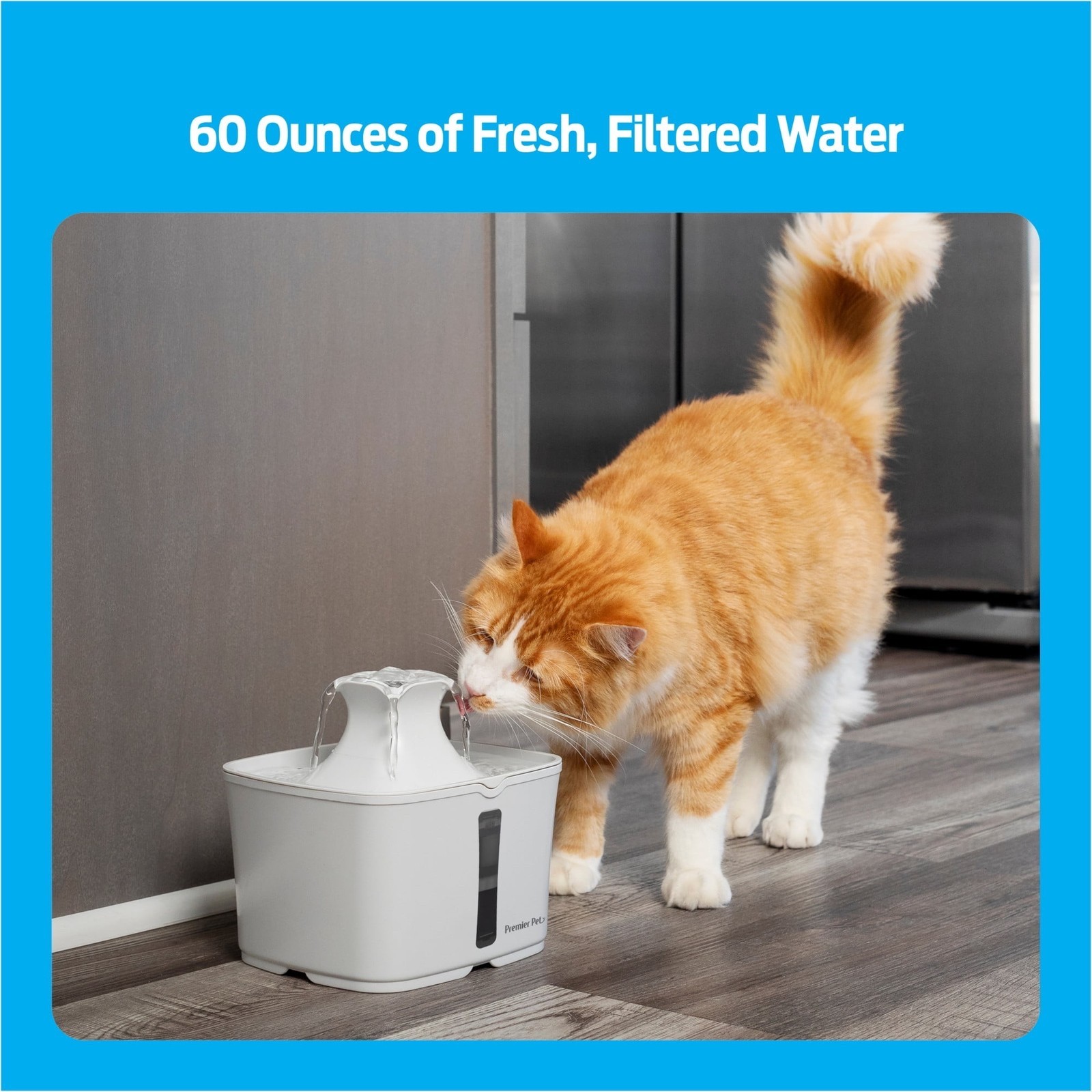 Premier Pet Automatic Water Fountain System + Filters For Cat & Dog - 60-128 oz