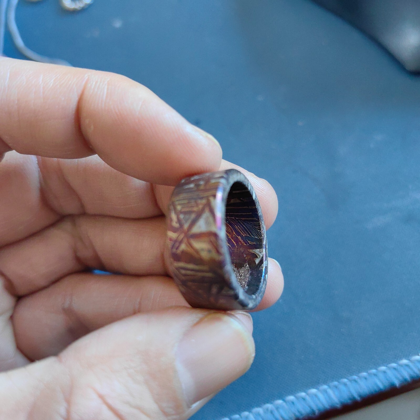 Muonionalusta meteorite ring Meteor Wedding Ring size:10