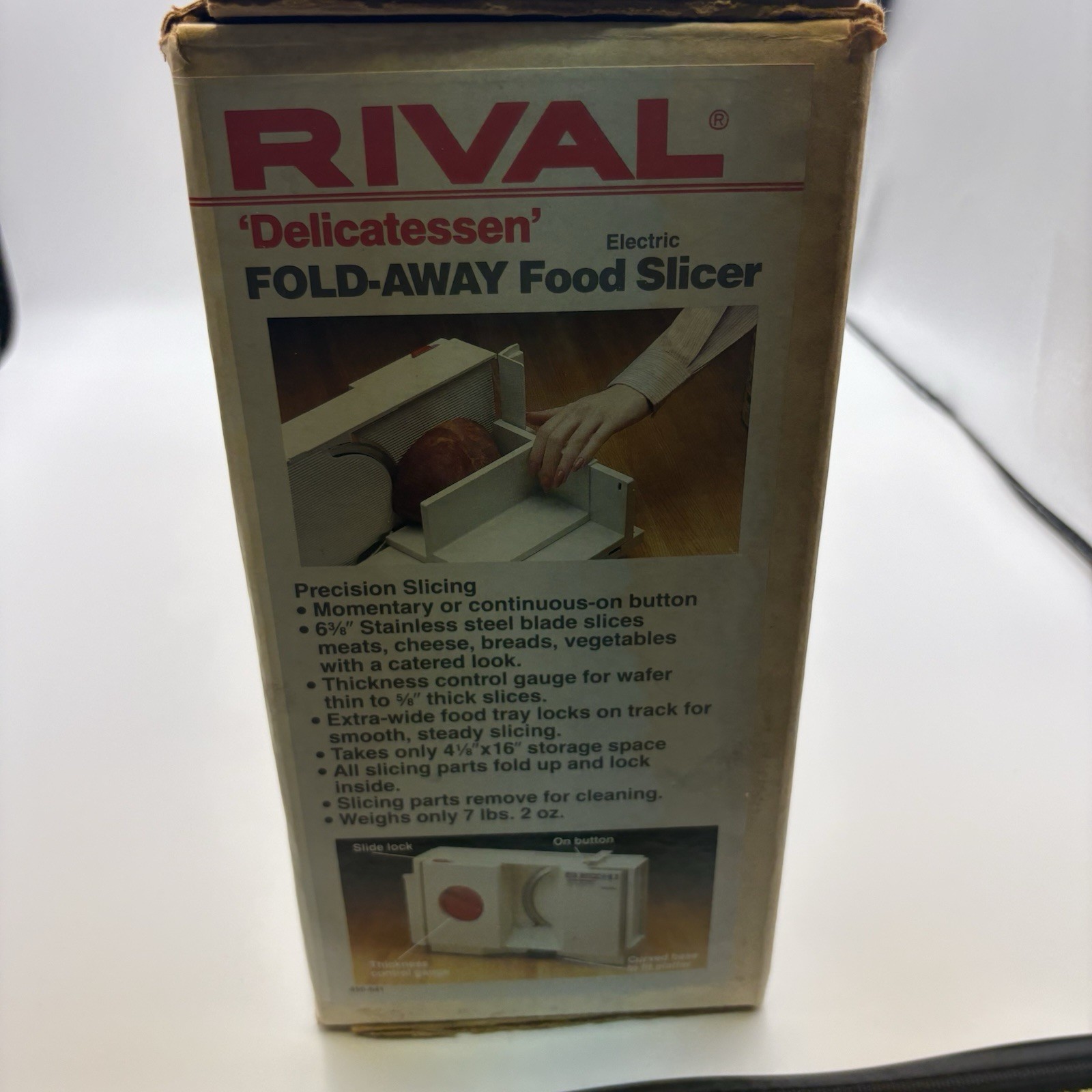 Rival 1044 Delicatessen Fold-Away Electric Food Slicer-Sliding Tray