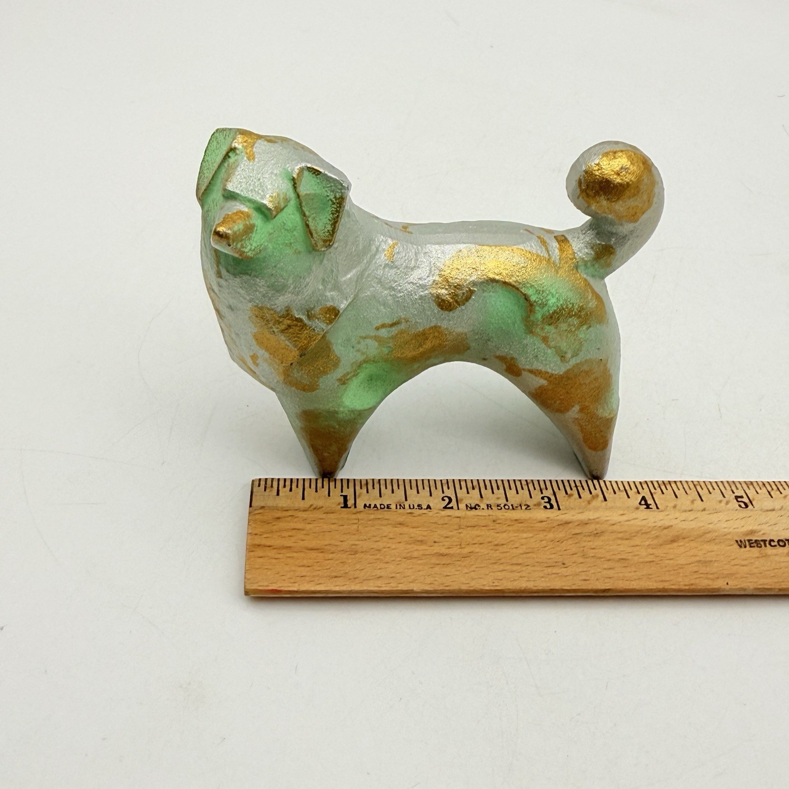 Vintage Signed Sotaro Saegusa Japanese Cast Iron Dog Sculpture