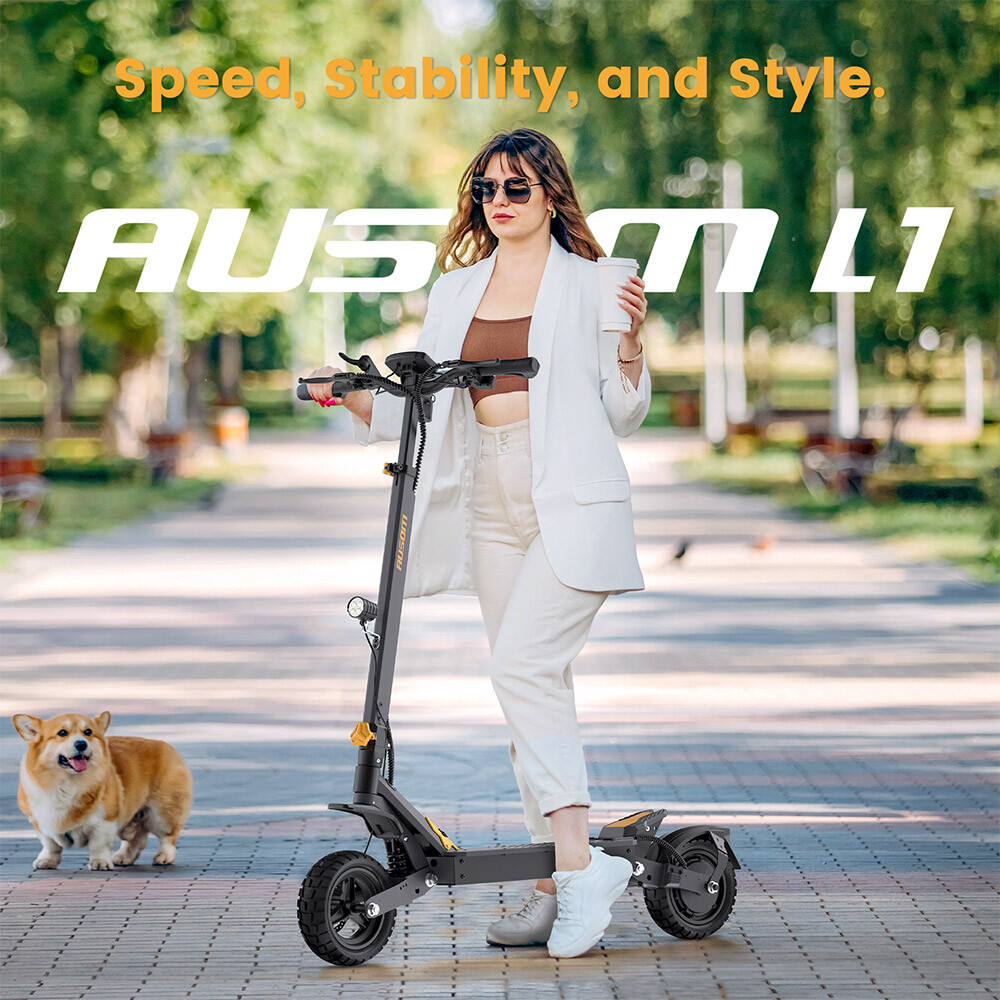 Ausom L1 Adults Electric Scooter,800W Motor,70km Range,10inch Tires E-Scooter