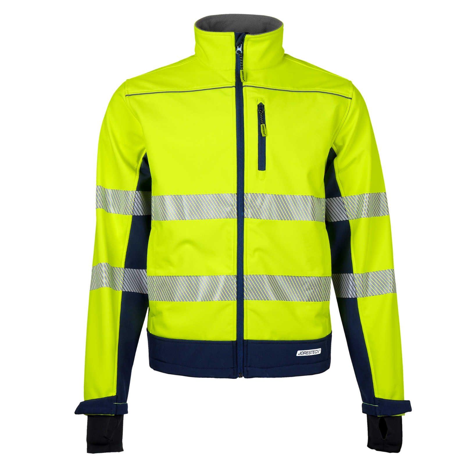 Hi-Vis Softshell Fleece Lined Safety Jacket with Reflective Strips by JORESTECH