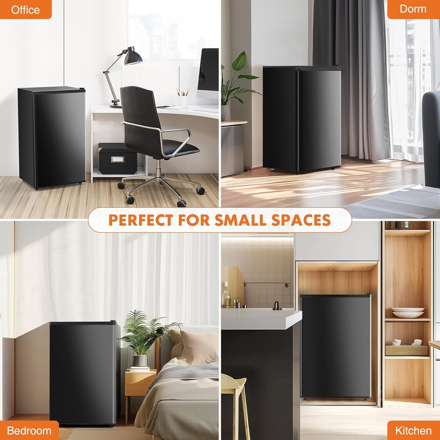 Home Mini Fridge with Freezer Small Refrigerator Door Energy-efficient Low Noise