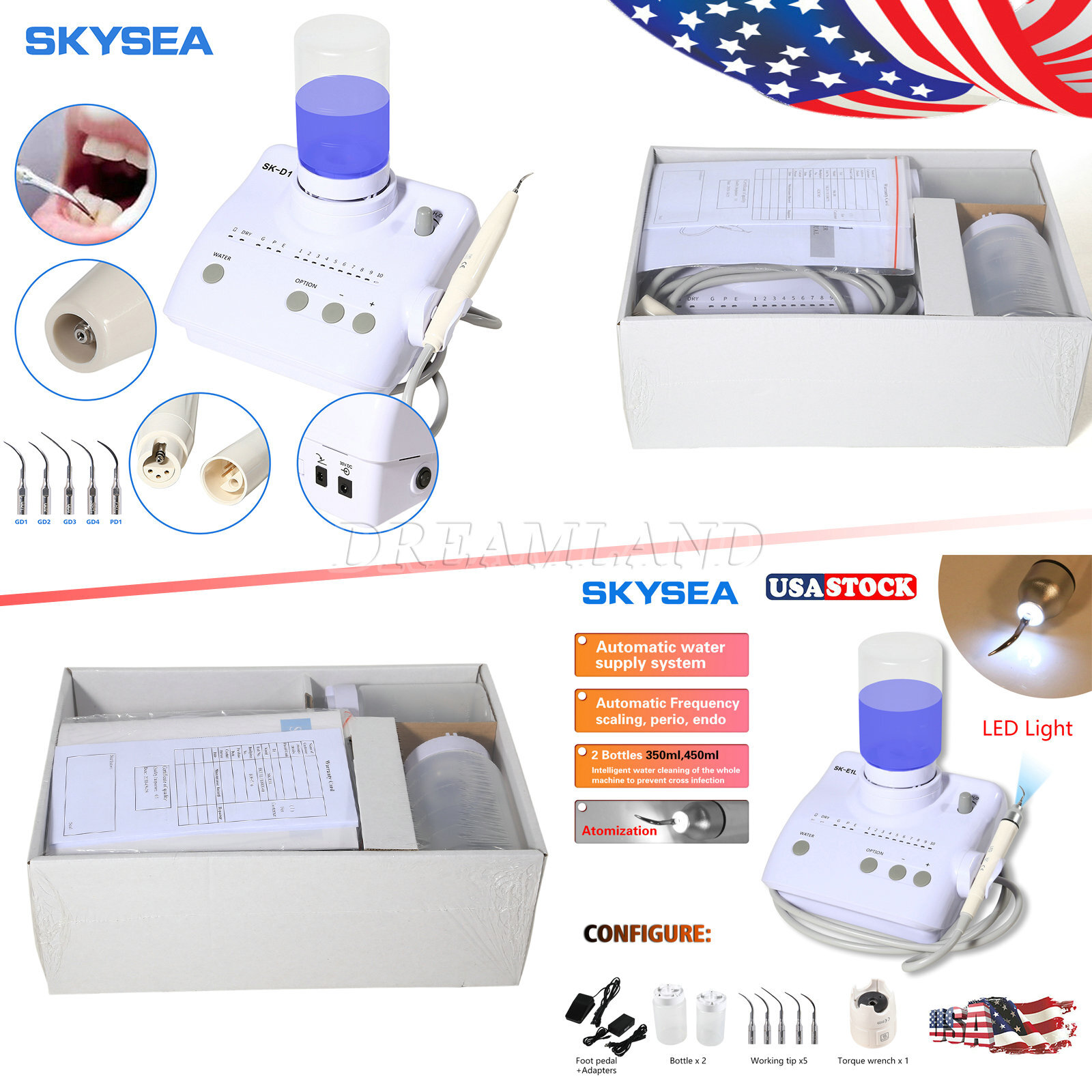 Dental Ultrasonic Piezo Scaler Handpiece 2*Bottles Fit Cavitron EMS Woodpecker