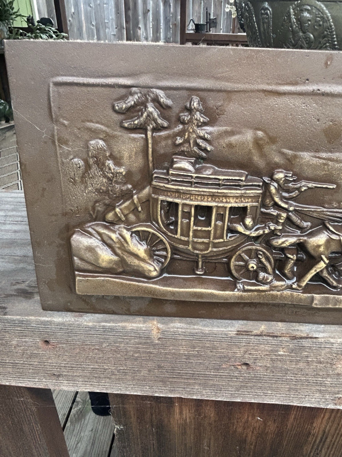 Solid Bronze Wells Fargo In Line Of Duty Bronze Plaque 12 3/4 X 5 Inches