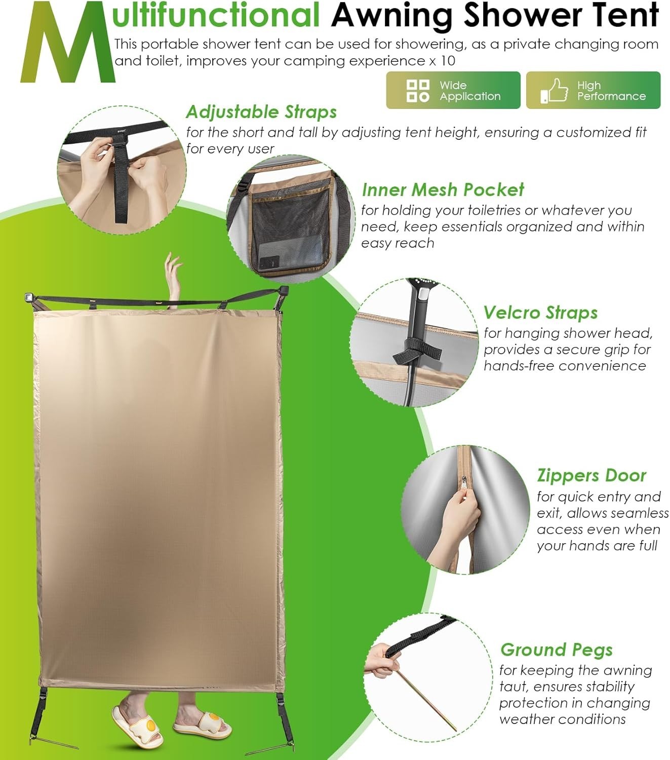 Awning Shower Tent Car Side Shower Room Privacy Shelter Restroom for Overland