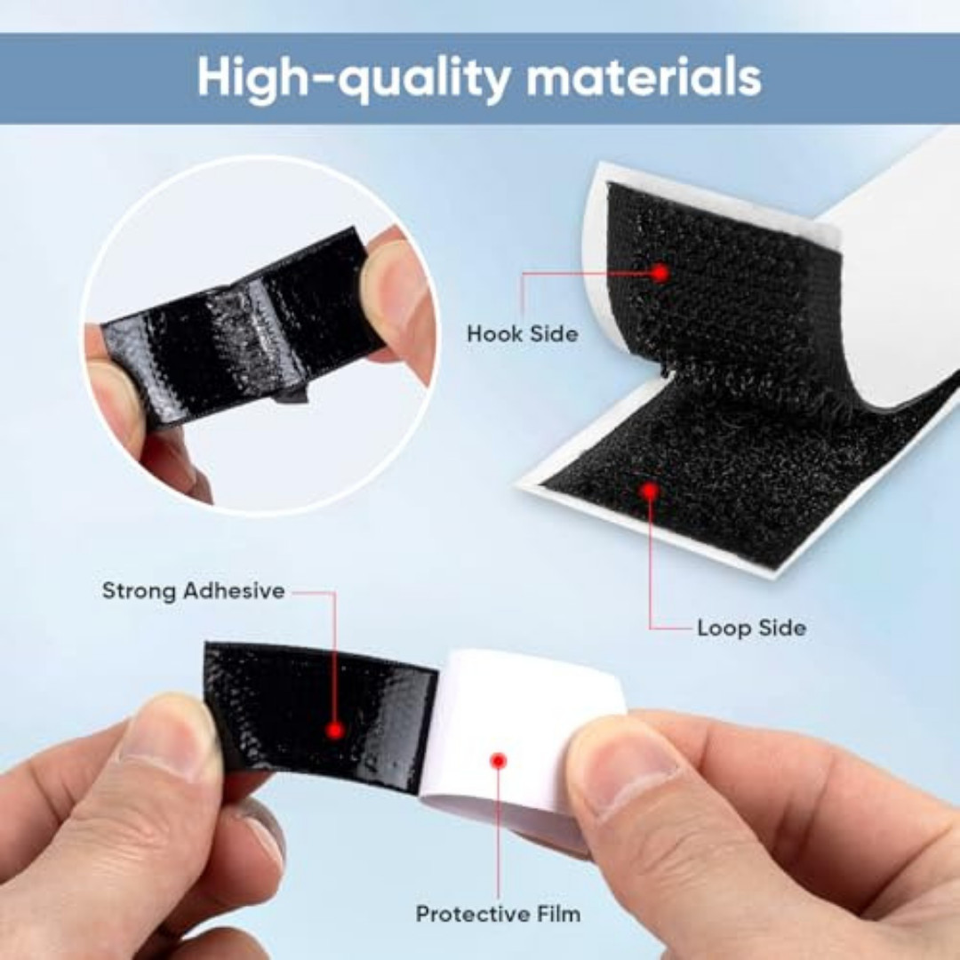 20Ft X 2 Inch Hook and Loop Tape Strips with Adhesive, Heavy Duty Sticky Back