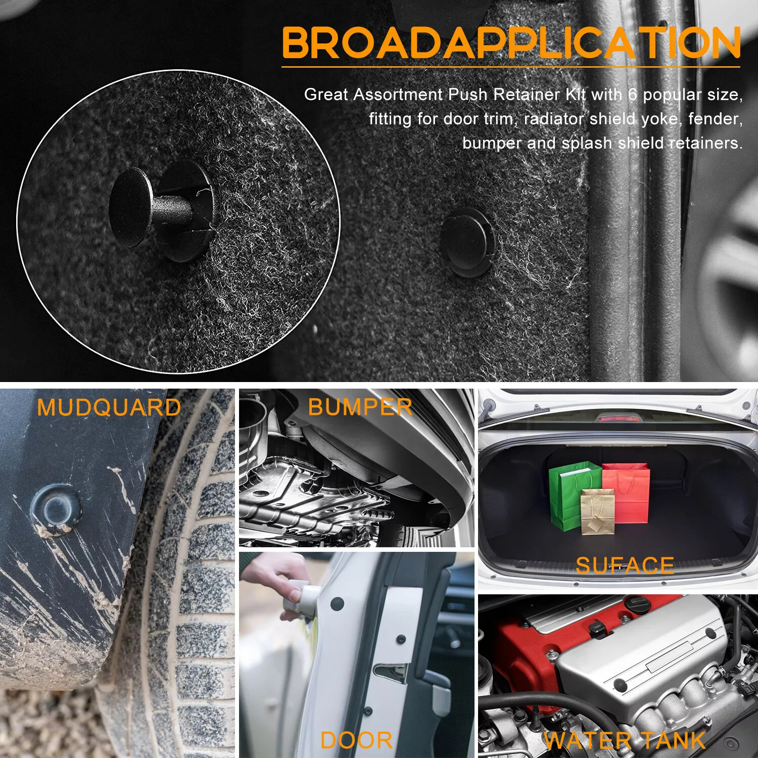 100PCs Car Body Rivet Push Pin Plastic Fastener Retainer Bumper Fender Trim Clip