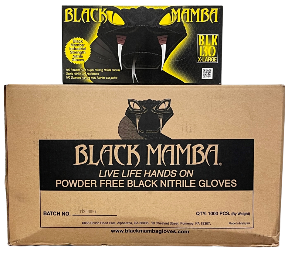 Black Mamba Gloves; Disposable Nitrile Mechanic Glove; HVAC Utility Heavy Duty