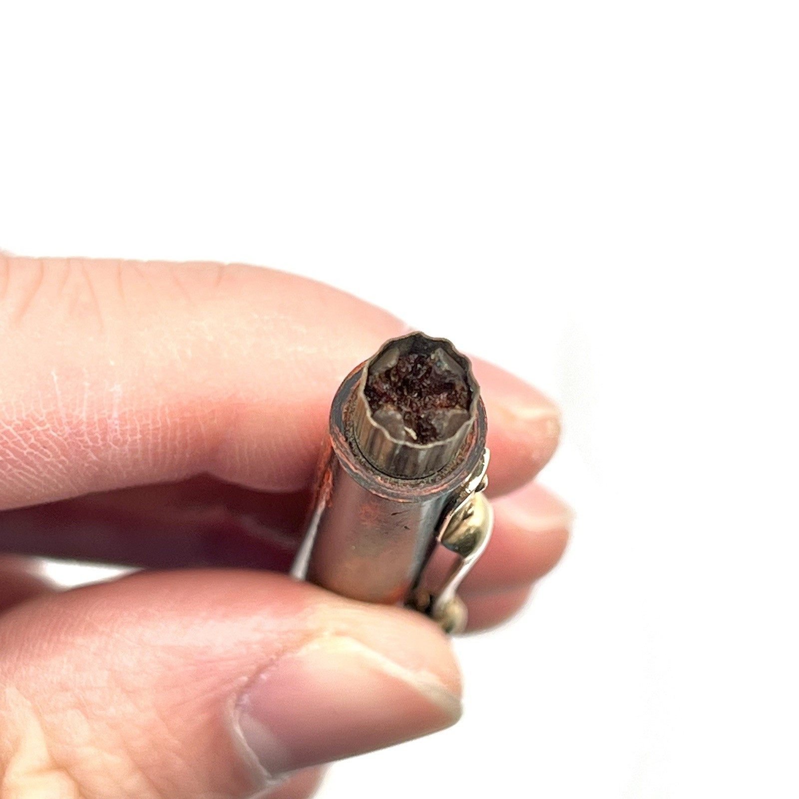 VTG Mabie Todd Fyne Poynt Orange Wood Grain Gold Trim 5-1/16" Twist Pencil