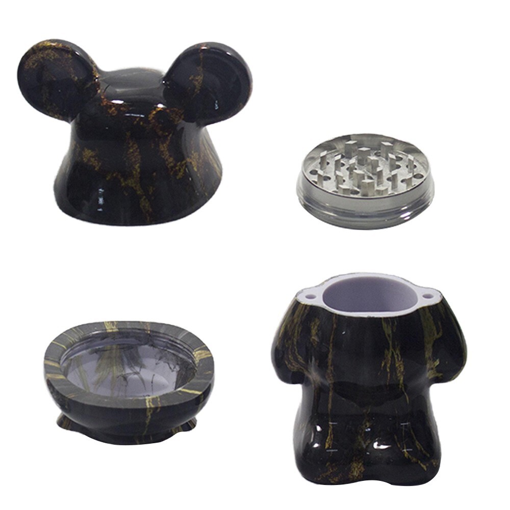 5.5" H 4 PC Cute Chubby Fluid Bear Tobacco Herb Spice Grinder Smoke Crusher