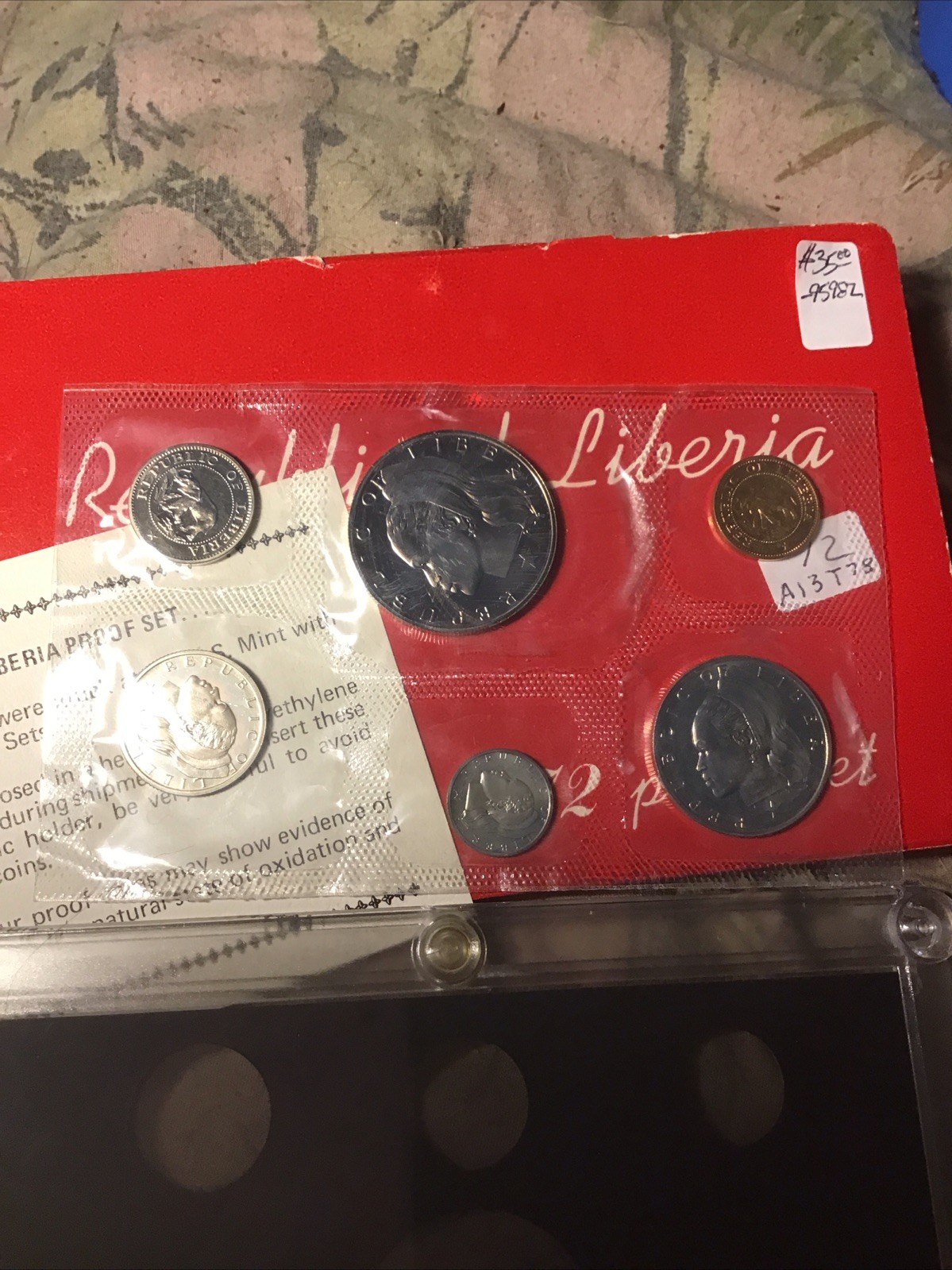1972 RePublic Of Liberia Proof Set ,original Box,paperwork,&display Case